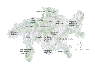Karte Graubünden (© GRF) Landkarte Graubünden
