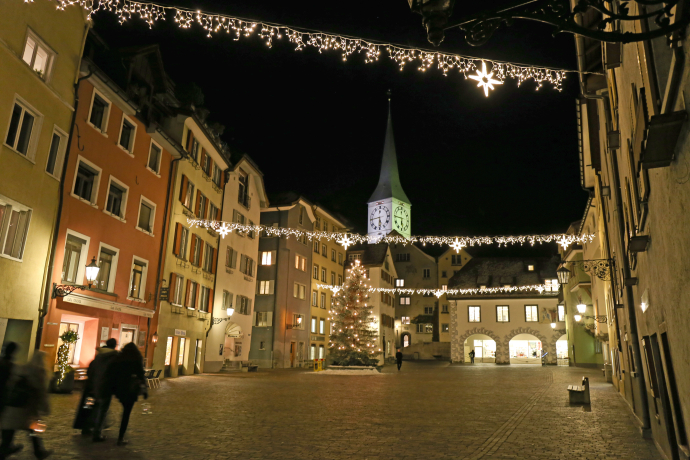 Churer Advent Abendstimmung Arcasplatz